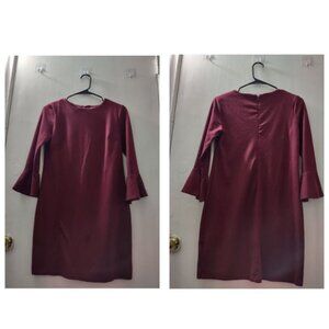 Old Navy XS TP ECH Cabernet wine burgundy Bell Sleeve Dress